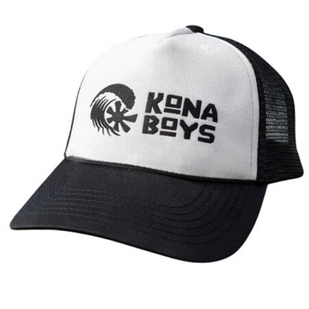 Vintage Kona Boys Hawaii Trucker Hat Black White Snapback Mesh Surf Cap Nissun